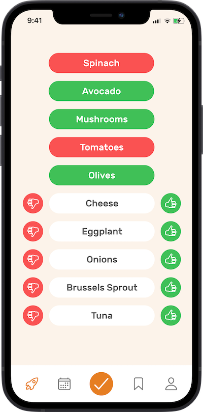 iphone app perferences selection screen